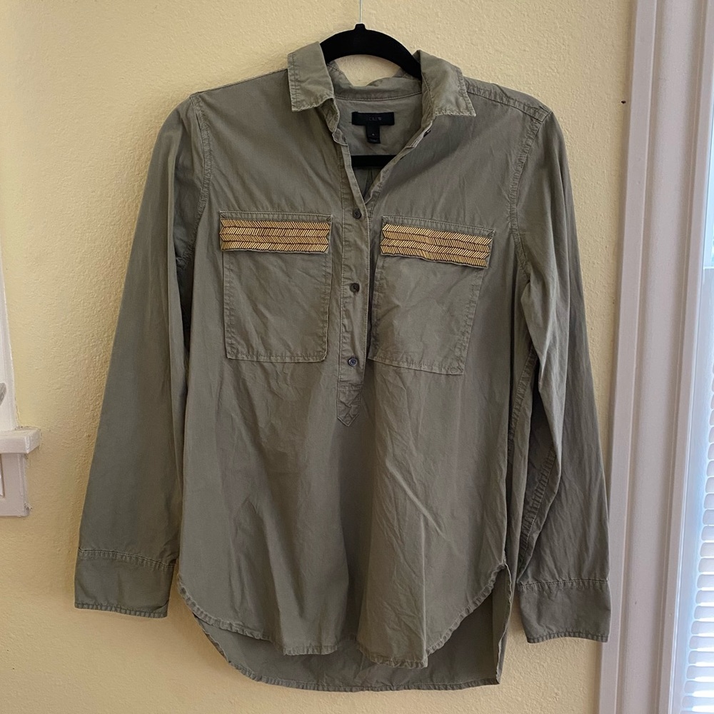 Embellished Army collared blouse